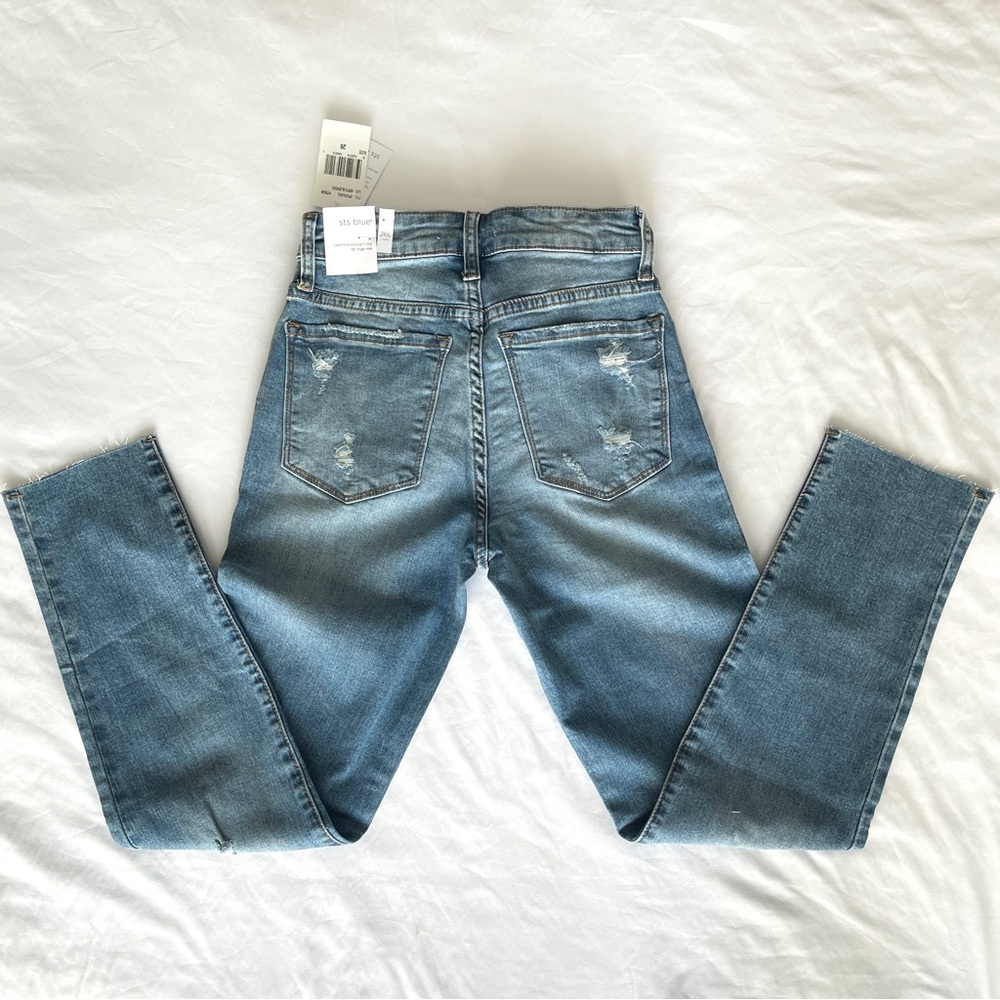 NWT STS Blue Jeans Womens Size 26 Caroline High Rise Raw Edge Denim Straight Leg - Picture 5 of 13